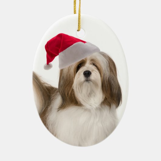 Lhasa Apso Weihnachtsdekoration Keramik Ornament (Hinten)
