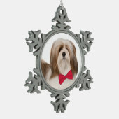 Lhasa Apso Weihnachtsdekoration Schneeflocken Zinn-Ornament (Links)