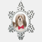 Lhasa Apso Weihnachtsdekoration Schneeflocken Zinn-Ornament (Rechts)