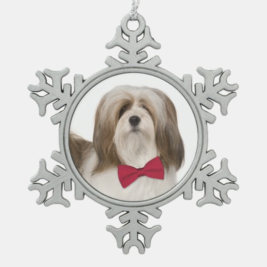Lhasa Apso Weihnachtsdekoration Schneeflocken Zinn-Ornament (Vorderseite)