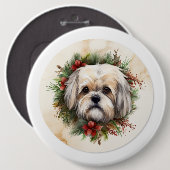 Lhasa Apso Weihnachtsfeier Festliche Jungfrau Button (Vorne & Hinten)