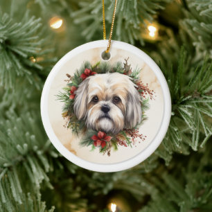Lhasa Apso Weihnachtsfeier Festliche Jungfrau Keramik Ornament