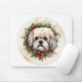 Lhasa Apso Weihnachtsfeier Festliche Jungfrau Mousepad (Mit Mouse)