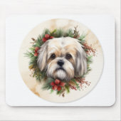 Lhasa Apso Weihnachtsfeier Festliche Jungfrau Mousepad (Vorne)