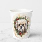 Lhasa Apso Weihnachtsfeier Festliche Jungfrau Pappbecher (Rückseite)