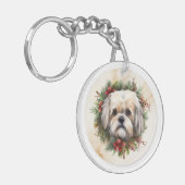 Lhasa Apso Weihnachtsfeier Festliche Jungfrau Schlüsselanhänger (Vorderseite links)