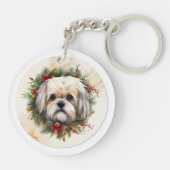 Lhasa Apso Weihnachtsfeier Festliche Jungfrau Schlüsselanhänger (Rückseite)