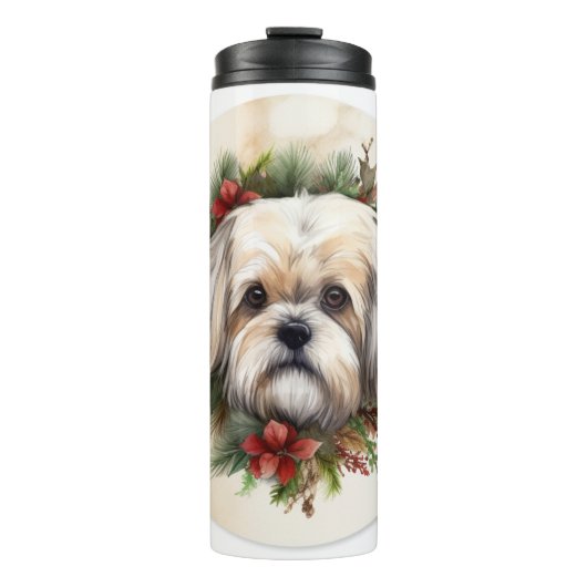 Lhasa Apso Weihnachtsfeier Festliche Jungfrau Thermosbecher (Vorderseite)