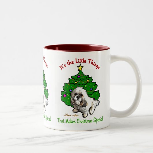 Lhasa Apso Weihnachtsgeschenke Zweifarbige Tasse (Rechts)