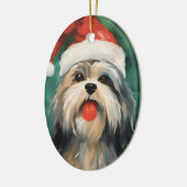 Lhasa Apso Weihnachtsmalerei Keramik Ornament (Links)