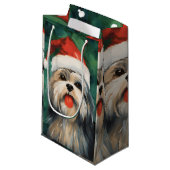 Lhasa Apso Weihnachtsmalerei Kleine Geschenktüte (Vorderseite Schrägansicht)