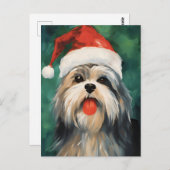 Lhasa Apso Weihnachtsmalerei Postkarte (Vorne/Hinten)