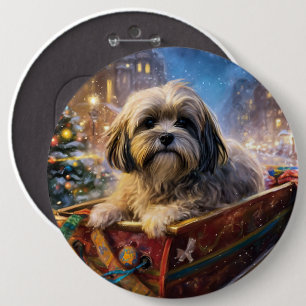 Lhasa Apso Weihnachtssaison Button