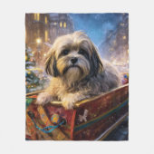 Lhasa Apso Weihnachtssaison Fleecedecke (Vorderseite)