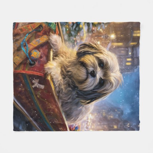 Lhasa Apso Weihnachtssaison Fleecedecke (Vorderseite (Horizontal))
