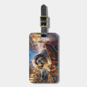 Lhasa Apso Weihnachtssaison Gepäckanhänger (Vorderseite vertikal)