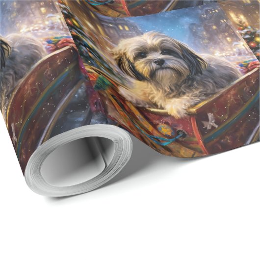 Lhasa Apso Weihnachtssaison Geschenkpapier (Rolleneckpunkt)