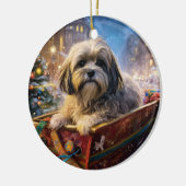 Lhasa Apso Weihnachtssaison Keramik Ornament (Links)