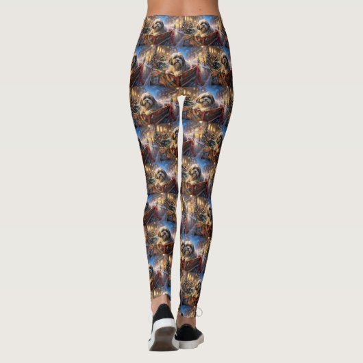 Lhasa Apso Weihnachtssaison Leggings (Rückseite)