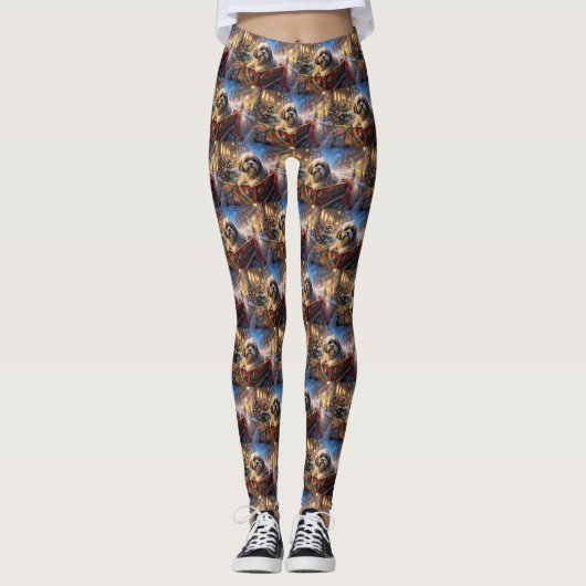 Lhasa Apso Weihnachtssaison Leggings (Vorderseite)