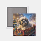 Lhasa Apso Weihnachtssaison Magnet (Vorderseite/Rückseite)