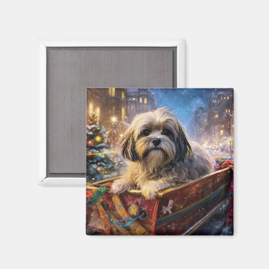 Lhasa Apso Weihnachtssaison Magnet (Vorderseite/Rückseite)