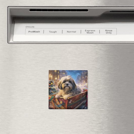 Lhasa Apso Weihnachtssaison Magnet (In Situ (Geschirrspüler))