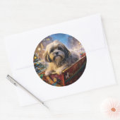 Lhasa Apso Weihnachtssaison Runder Aufkleber (Umschlag)