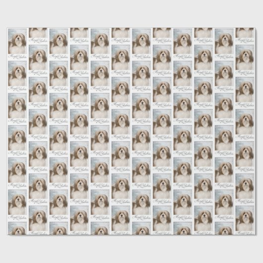 Lhasa Apso Weihnachtswrapping Paper Geschenkpapier (Flach)