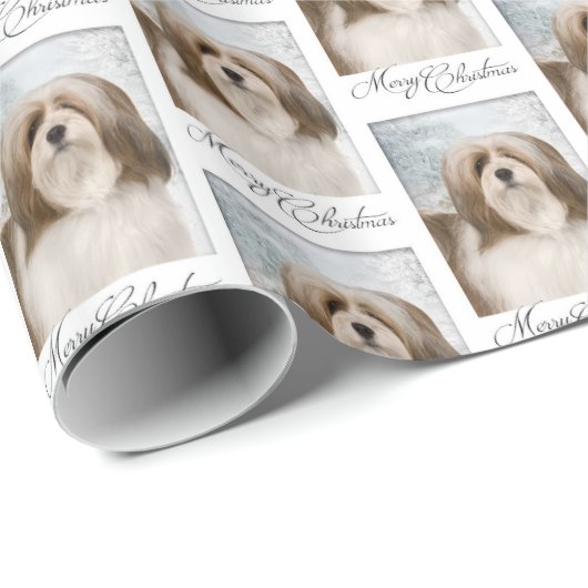 Lhasa Apso Weihnachtswrapping Paper Geschenkpapier (Rolleneckpunkt)