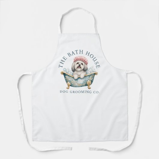 Lhasa Apso Weißer Hund Pflege Schürze | Deluxe (Vorderseite)