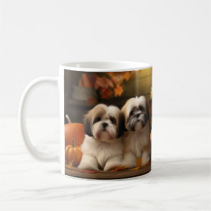 Lhasa Apso Welpe Herbstfreude Kürbis  Kaffeetasse