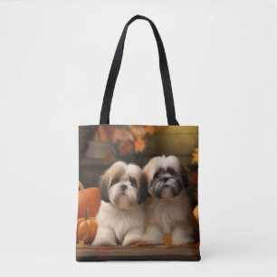 Lhasa Apso Welpe Herbstfreude Kürbis Tasche