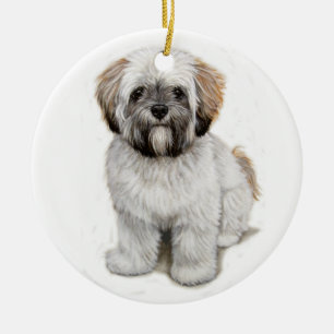 Lhasa apso Welpenweihnachtsbaumverzierung Keramik Ornament