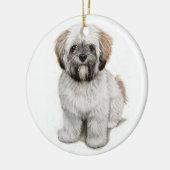 Lhasa apso Welpenweihnachtsbaumverzierung Keramik Ornament (Links)