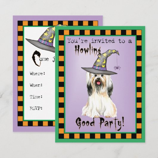Lhasa Apso Witch Einladung (Vorne/Hinten)