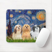 Lhasa Apsos (drei) - Sternennacht Mousepad (Mit Mouse)