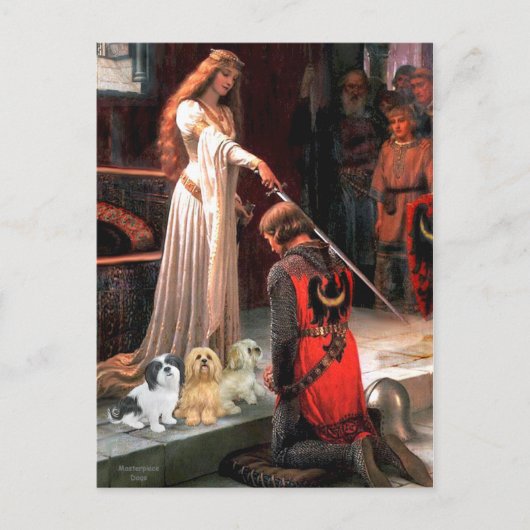 Lhasa Apsos (drei) - The Accolade Postkarte (Vorderseite)