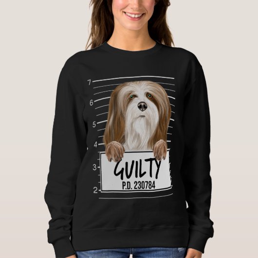Lhasa Apsos Mugshot Guilty Dog Sweatshirt (Vorderseite)