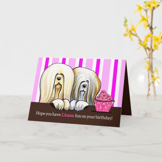 Lhasa-Geburtstags-Spaß Karte (Gelbe Blume)