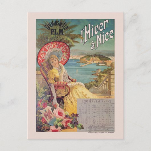 l'Hiver à Nice Vintage Poster 1892 Postkarte (Vorderseite)
