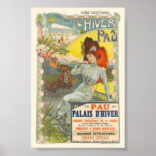 L'Hiver à Pau Frankreich Vintage Poster 1900