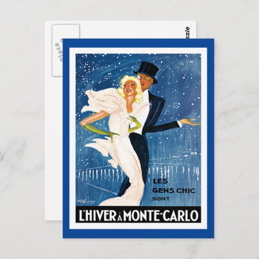 L'Hiver Monte Carlo Monaco Postkarte (Vorne/Hinten)