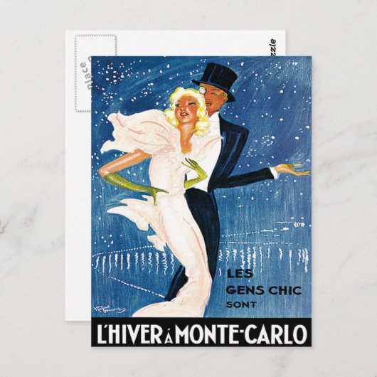 L'Hiver Monte Carlo Monaco Postkarte (Vorne/Hinten)