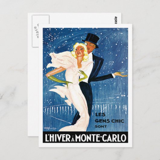 L'Hiver Monte Carlo Monaco Postkarte (Vorne/Hinten)