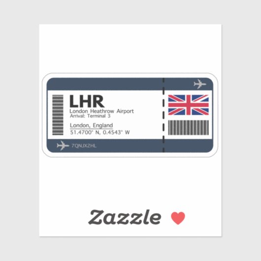 LHR London Boarding Pass - London Ticket Aufkleber (Blatt)