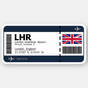 LHR London Boarding Pass - London Ticket Aufkleber