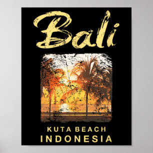 Li Kuta Beach Indonesien Vintage Surfen Männer Fra Poster
