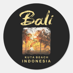 Li Kuta Strand Indonesien Vintage Surfen Männer Fr Runder Aufkleber