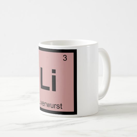 Li - Leberwurst-Chemie-Periodensystem-Symbol Kaffeetasse (VorderseiteRechts)